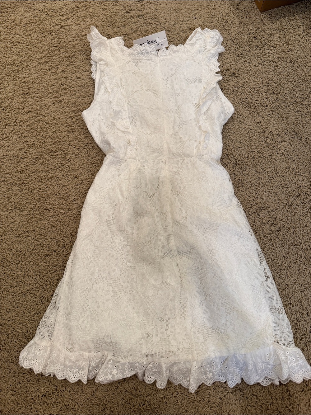 Simplee Apparel White Lace Ruffle Hem Girls' Dress